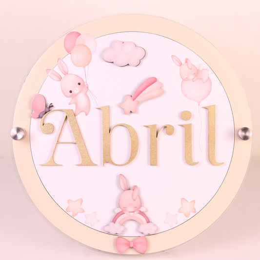 letrero personalizado bebe conejitos