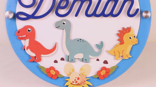 Dinoaventura - Letrero personalizado para bebé