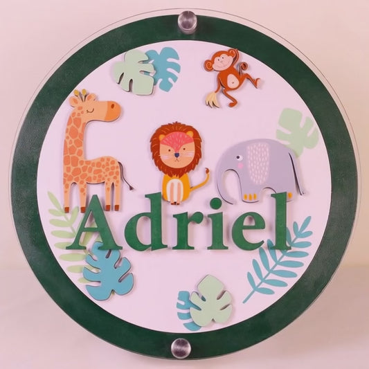 Safari Aventura - Letrero personalizado para bebé