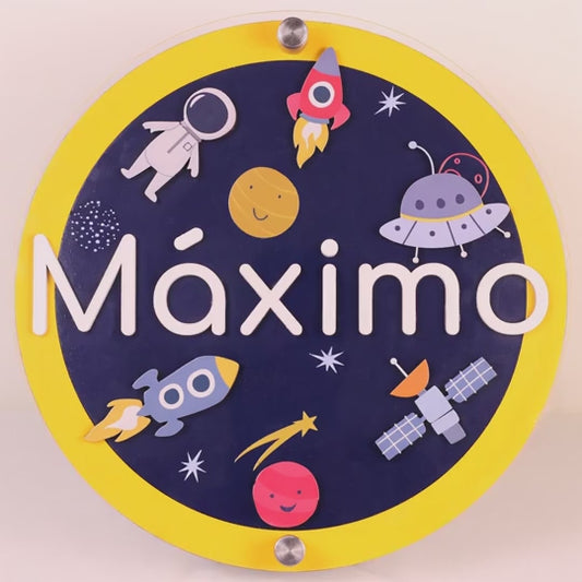 Aventura Espacial - Letrero personalizado para bebé